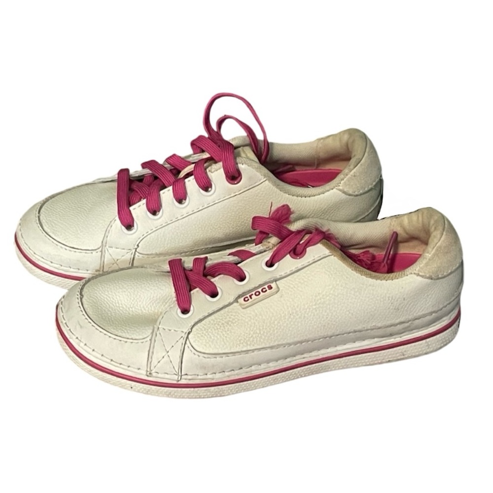 Crocs Ladies Size 5 Golf Shoes Sneakers White Pink Spikeless